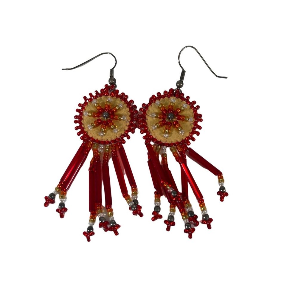 Handmade Red Dreamcatcher Tribal Boho Earrings